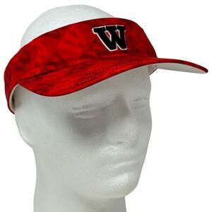 Vintage Wabash College Scarlet Visor Hat Cap Red 90s Indiana Strapback The Game